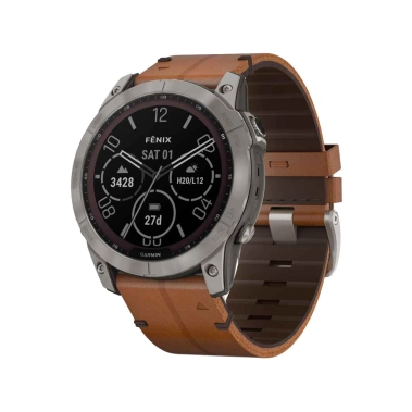 Спортивные часы Garmin Fenix 7X Sapphire Solar Titanium with Chestnut Leather Band - цена, характеристики, отзывы, рассрочка, фото 1