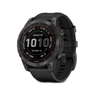 Спортивные часы Garmin Fenix 7 Sapphire Solar Black DLC Titanium with Black Band - цена, характеристики, отзывы, рассрочка, фото 1
