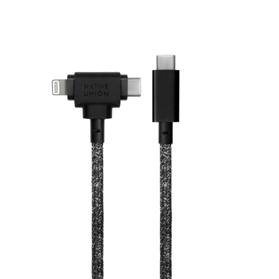 Кабель Native Union Belt Cable Universal USB-C to USB-C/Lightning Cosmos Black (1.5 m) - ціна, характеристики, відгуки, розстрочка, фото 2