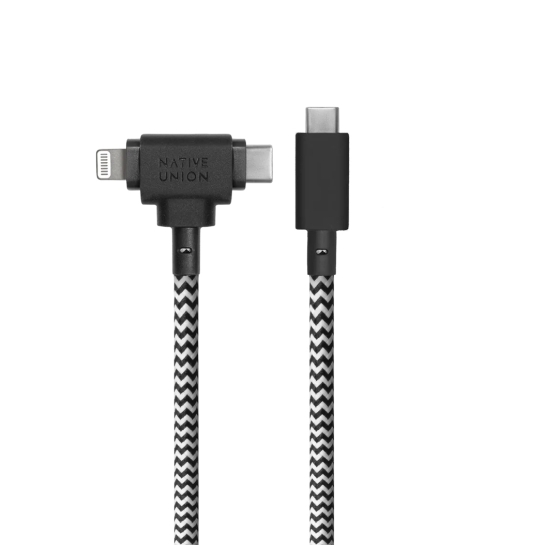 Кабель Native Union Belt Cable Universal USB-C to USB-C/Lightning Zebra (1.5 m) - ціна, характеристики, відгуки, розстрочка, фото 2
