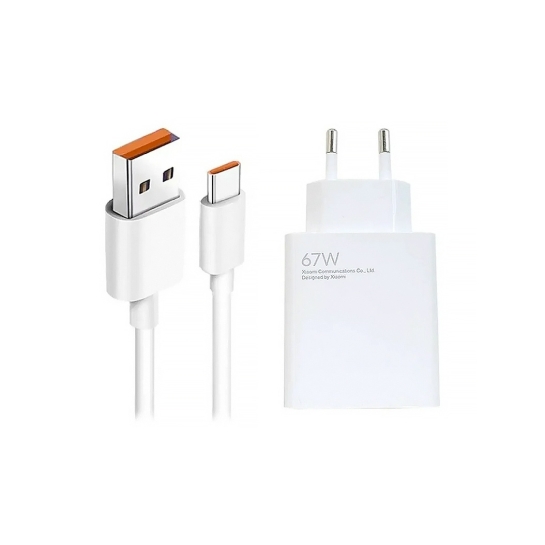 Мережевий зарядний пристрій Xiaomi 67W Charger + USB Type-C Cable White - ціна, характеристики, відгуки, розстрочка, фото 1