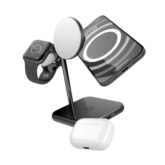Бездротовий зарядний пристрій ZENS 4-in-1 MagSafe + Watch Wireless Charging Station Black - ціна, характеристики, відгуки, розстрочка, фото 3