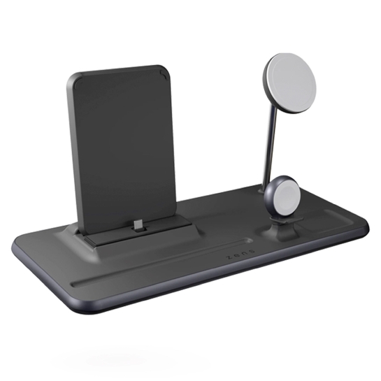 Бездротовий зарядний пристрій Zens 4-in-1 MagSafe + Watch + iPad Wireless Charging Station Black - ціна, характеристики, відгуки, розстрочка, фото 1