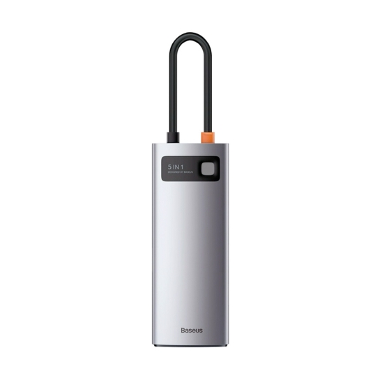 USB-хаб Baseus Metal Gleam Series 5-in-1 Multifunctional Type-C HUB Docking Station Gray - ціна, характеристики, відгуки, розстрочка, фото 1