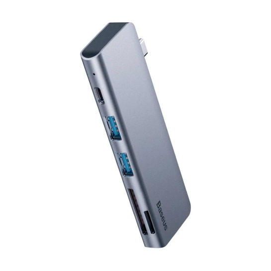 USB-хаб Baseus Harmonica 5-in-1 HUB Grey - цена, характеристики, отзывы, рассрочка, фото 1