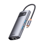 USB-хаб Baseus Metal Gleam Series 4-in-1 Multifunctional Type-C HUB Lan Docking Station Gray