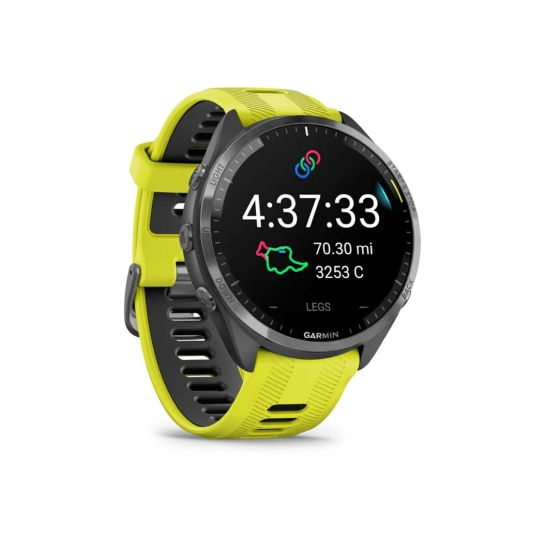 Спортивные часы Garmin Forerunner 965 Carbon Gray DLC Titanium Bezel with Black Case and Amp Yellow/Black Silicone Band - цена, характеристики, отзывы, рассрочка, фото 3