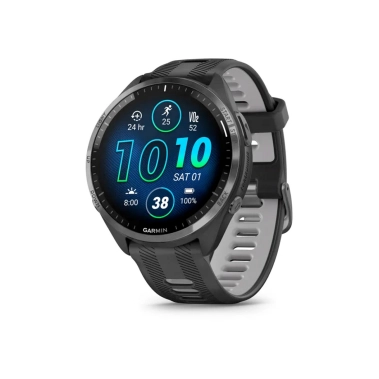 Спортивний годинник Garmin Forerunner 965 Carbon Gray DLC Titanium Bezel with Black Case and Black/Powder Gray Silicone Band