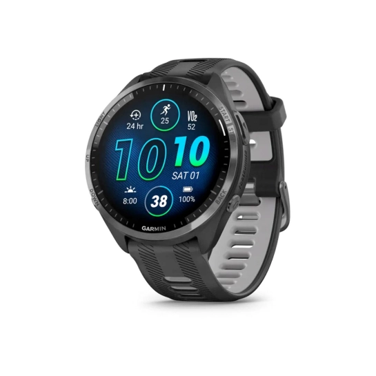 Спортивний годинник Garmin Forerunner 965 Carbon Gray DLC Titanium Bezel with Black Case and Black/Powder Gray Silicone Band