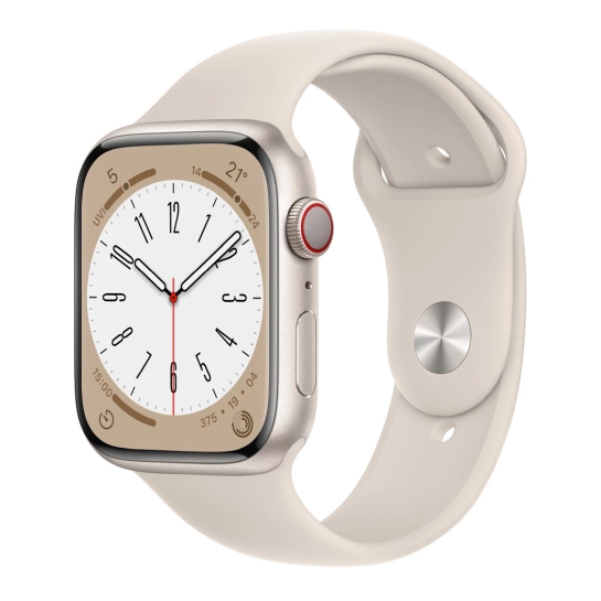 Apple Watch 8 + LTE 45mm Starlight Aluminum Case with Starlight Sport Band - ціна, характеристики, відгуки, розстрочка, фото 1