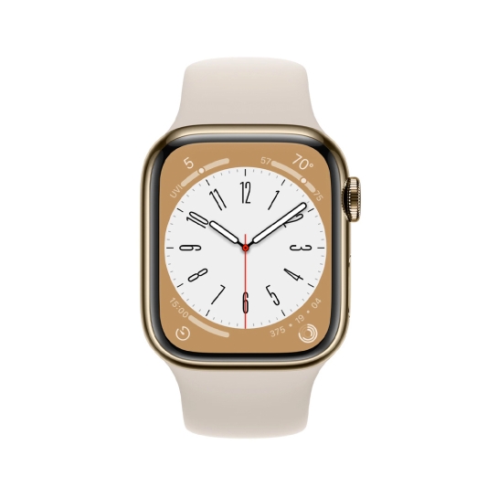 Apple Watch 8 + LTE 41mm Gold Stainless Steel Case with Starlight Sport Band - ціна, характеристики, відгуки, розстрочка, фото 2