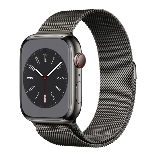 Б/У Смарт-часы Apple Watch 8 + LTE 45mm Graphite Stainless Steel Case with Graphite Milanese Loop (Идеальное)