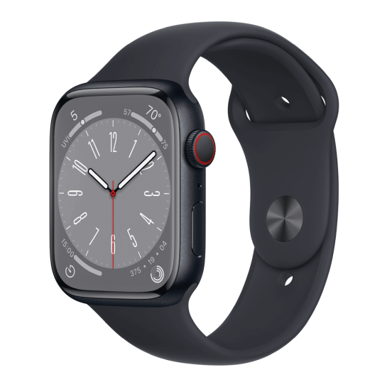 Б/У Смарт-годинник Apple Watch 8 + LTE 45mm Midnight Aluminum Case with Midnight Sport Band (Ідеальний) - ціна, характеристики, відгуки, розстрочка, фото 1