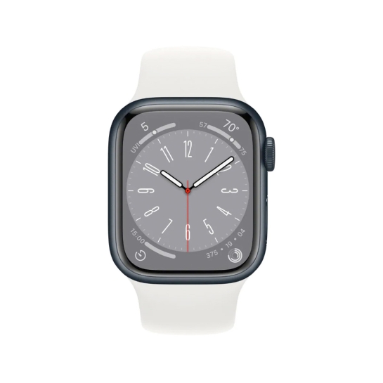 Apple Watch 8 41mm Midnight Aluminum Case with White Sport Band - ціна, характеристики, відгуки, розстрочка, фото 2