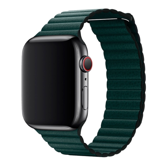 Ремінець Apple Leather Loop for Apple Watch 42mm/44mm/45mm/49mm Forest Green - M - ціна, характеристики, відгуки, розстрочка, фото 1