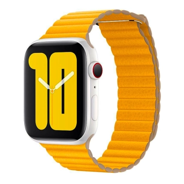 Ремешок Apple Leather Loop for Apple Watch 42mm/44mm/45mm/49mm Meyer Lemon - M - цена, характеристики, отзывы, рассрочка, фото 1