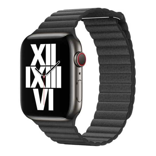 Ремінець Apple Leather Loop for Apple Watch 42mm/44mm/45mm/49mm Black - M - ціна, характеристики, відгуки, розстрочка, фото 1