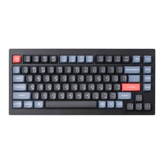 Клавіатура Keychron V1 84 Key QMK Gateron G PRO Blue Hot-Swap RGB Carbon Black - ціна, характеристики, відгуки, розстрочка, фото 1