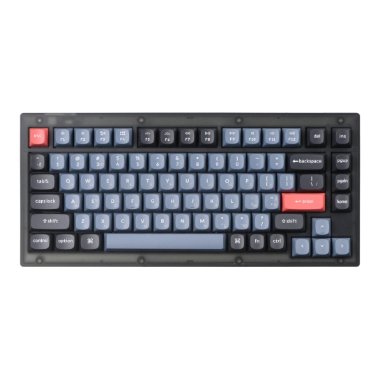 Клавіатура Keychron V1 84 Key QMK Gateron G PRO Blue Hot-Swap RGB Frosted Black - ціна, характеристики, відгуки, розстрочка, фото 1