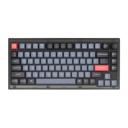 Клавіатура Keychron V1 84 Key QMK Gateron G PRO Blue Hot-Swap RGB Knob Frosted Black - цена, характеристики, отзывы, рассрочка, фото 1