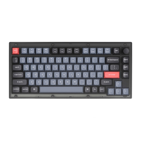Клавіатура Keychron V1 84 Key QMK Gateron G PRO Brown Hot-Swap RGB Knob Frosted Black - цена, характеристики, отзывы, рассрочка, фото 1