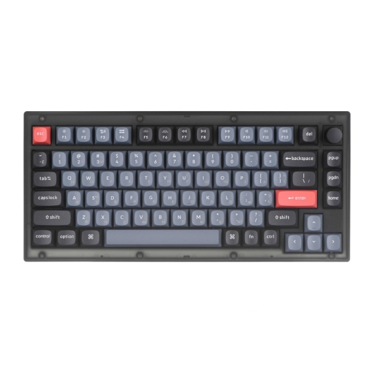 Клавіатура Keychron V1 84 Key QMK Gateron G PRO Red Hot-Swap RGB Knob Frosted Black - ціна, характеристики, відгуки, розстрочка, фото 1