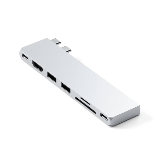 USB-хаб Satechi Aluminum USB-C Pro Hub Slim Adapter Silver - ціна, характеристики, відгуки, розстрочка, фото 1