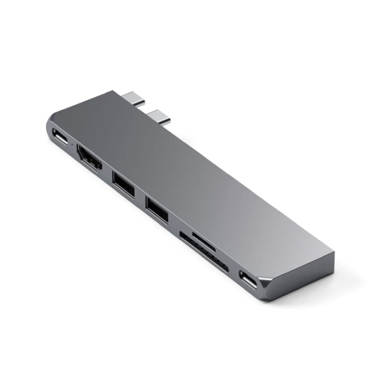 Адаптер Satechi Aluminum USB-C Pro Hub Slim Adapter Space Gray - ціна, характеристики, відгуки, розстрочка, фото 1