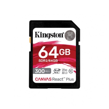 Карта пам'яті Kingston 64GB SDXC Class 10 UHS-II U3 Canvas React Plus - цена, характеристики, отзывы, рассрочка, фото 1