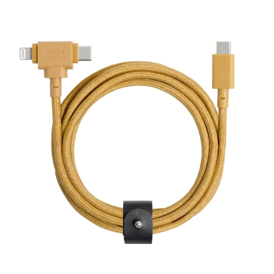Кабель Native Union Belt Cable USB-C to USB-C/Lightning Kraft (1.5 m) - ціна, характеристики, відгуки, розстрочка, фото 1