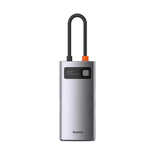 USB-хаб Baseus Metal Gleam Series 4-in-1 Multifunctional Type-C HUB Docking Station Gray (CAHUB-CY0G) - ціна, характеристики, відгуки, розстрочка, фото 2