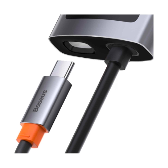 USB-хаб Baseus Metal Gleam Series 4-in-1 Multifunctional Type-C HUB Docking Station Gray (CAHUB-CY0G) - цена, характеристики, отзывы, рассрочка, фото 4