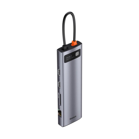 USB-хаб Baseus Metal Gleam Series 11-in-1 Multifunctional Type-C HUB Docking Station Gray - ціна, характеристики, відгуки, розстрочка, фото 2