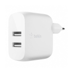 Мережевий зарядний пристрій Belkin Home Charger Dual USB-A 24W White