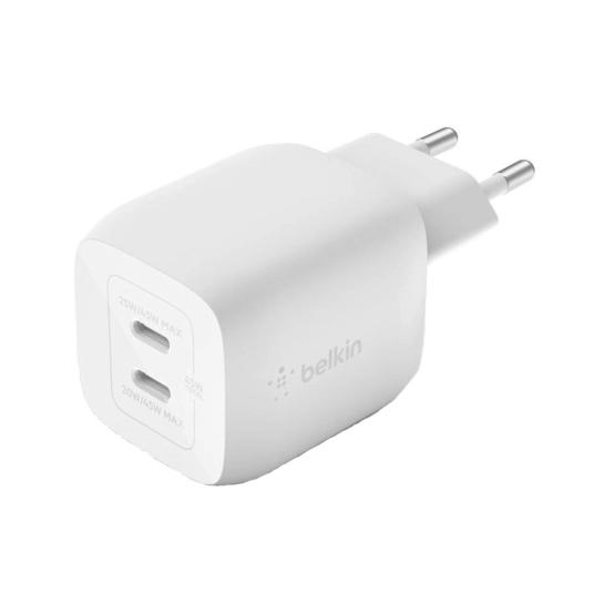 Сетевое зарядное устройство Belkin Home Charger Dual USB-C 45W White