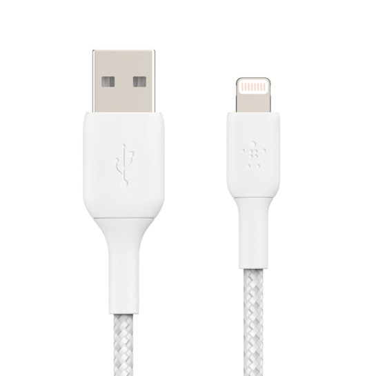 Кабель Belkin Braided USB-A - Lightning (1 m) White - ціна, характеристики, відгуки, розстрочка, фото 1