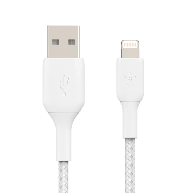 Кабель Belkin Braided USB-A - Lightning (2 m) White - цена, характеристики, отзывы, рассрочка, фото 1