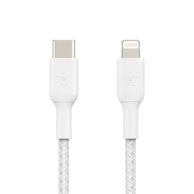 Кабель Belkin Braided USB-C - Lightning (1 m) White - цена, характеристики, отзывы, рассрочка, фото 1
