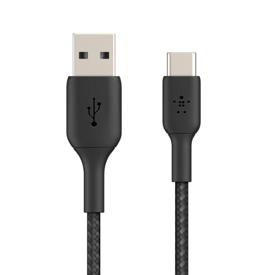 Кабель Belkin Braided USB-A - USB-C (1 m) Black - цена, характеристики, отзывы, рассрочка, фото 1