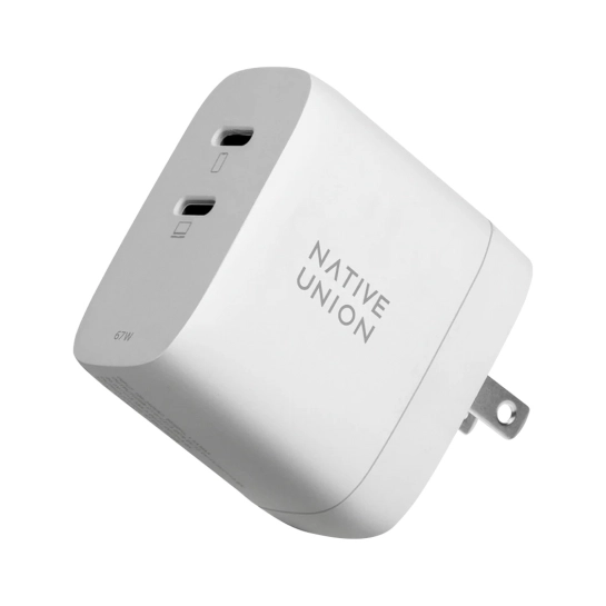 Мережевий зарядний пристрій Native Union Fast GaN Charger PD 67W Dual USB-C Port White