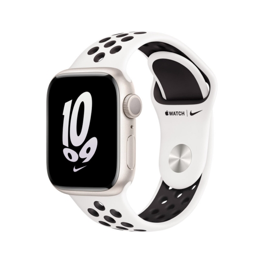 Apple Watch Nike 8 41mm Starlight Aluminum Case with White/Black Nike Sport Band - ціна, характеристики, відгуки, розстрочка, фото 1