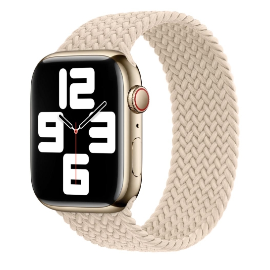 Ремінець Apple Watch Braided Solo Loop 42mm/44mm/45mm/49mm Beige - Size 6 - ціна, характеристики, відгуки, розстрочка, фото 1