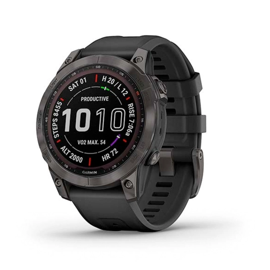 Спортивные часы Garmin Fenix 7 Sapphire Solar Carbon Gray DLC Titanium with Black Band