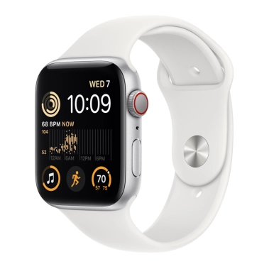 Б/У Смарт-годинник Apple Watch SE 2 + LTE 44mm Silver Aluminum Case with White Sport Band (Ідеальний) - цена, характеристики, отзывы, рассрочка, фото 1