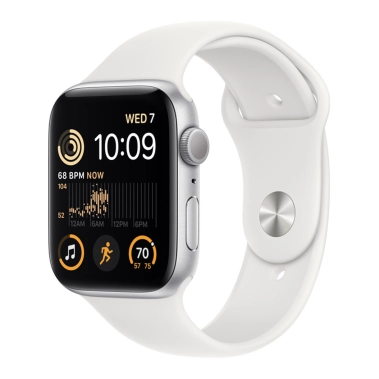 Б/У Смарт-годинник Apple Watch SE 2 44mm Silver Aluminum Case with White Sport Band (Ідеальний) - цена, характеристики, отзывы, рассрочка, фото 1