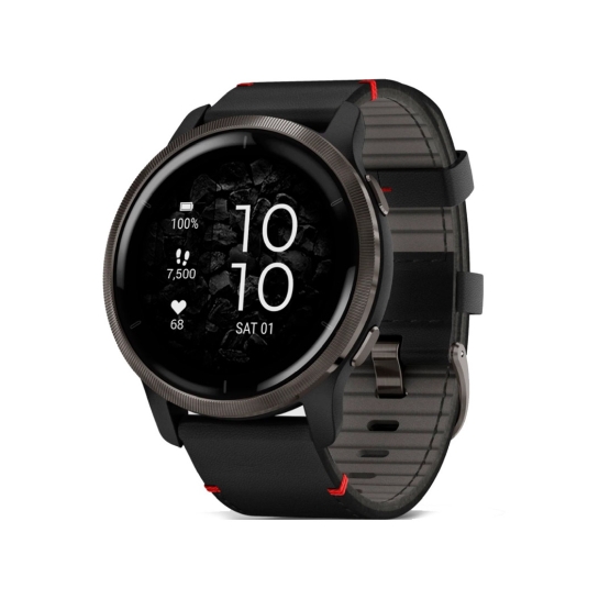 Спортивные часы Garmin Venu 2 Slate with Black Leather Band - цена, характеристики, отзывы, рассрочка, фото 1
