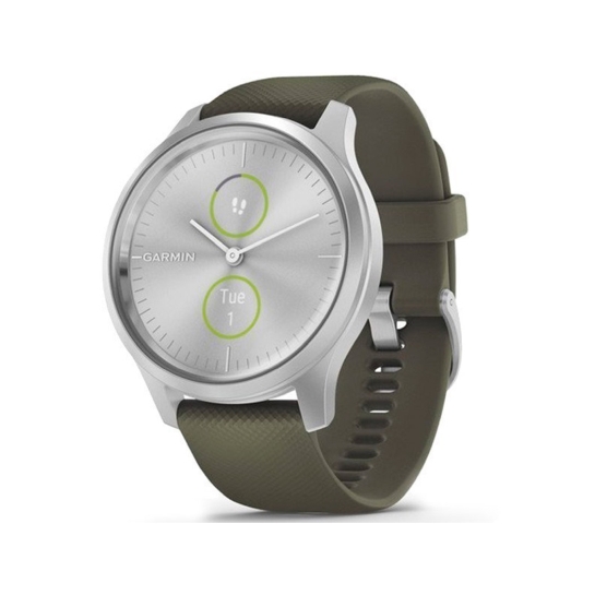 Спортивний годинник Garmin Vivomove Style Silver-Moss Green Silicone - ціна, характеристики, відгуки, розстрочка, фото 1