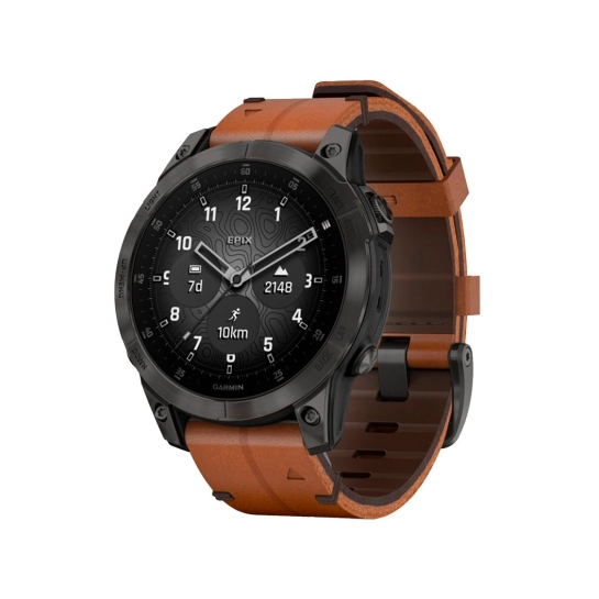 Спортивные часы Garmin Epix (Gen 2) Sapphire - B. Titanium w. Chestnut L. Band