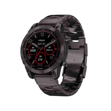 Спортивные часы Garmin Fenix 7 Sapphire Solar C. Grey DLC Titanium w. Carbon Grey DLC V. Titanium Band - цена, характеристики, отзывы, рассрочка, фото 1