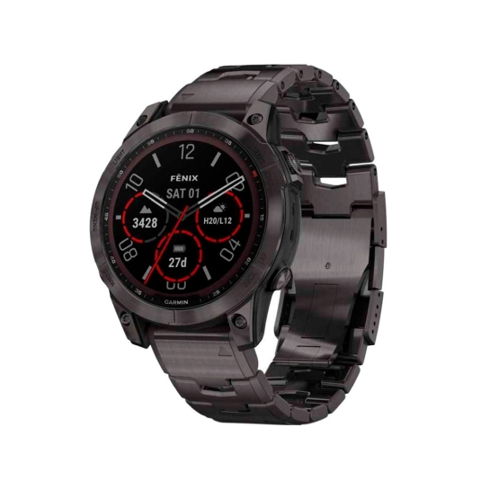 Спортивний годинник Garmin Fenix 7 Sapphire Solar C. Grey DLC Titanium w. Carbon Grey DLC V. Titanium Band - ціна, характеристики, відгуки, розстрочка, фото 1